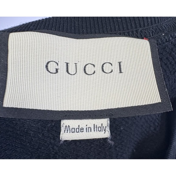 Gucci‎ Men's Sweatshirt Black Floral Logo Crewneck Black Cotton Sz "Lg" - Picture 3 of 9